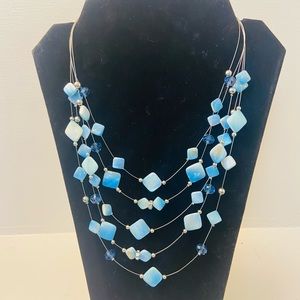 16”-19” multi layer blue stone necklace